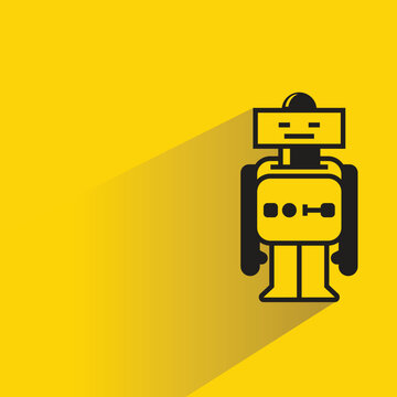 robot avatar icon with shadow on yellow background