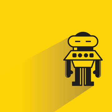 robot avatar icon with shadow on yellow background