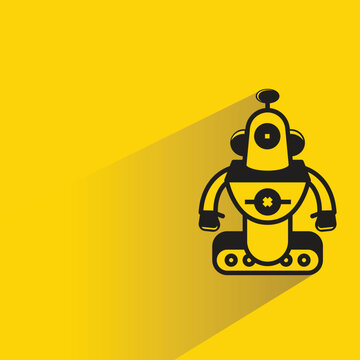 robot avatar icon with shadow on yellow background