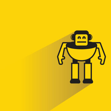 robot avatar icon with shadow on yellow background