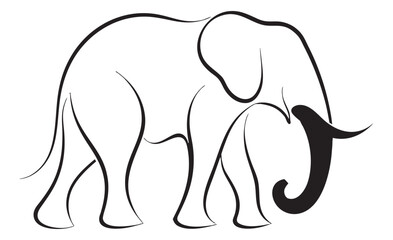 Fototapeta premium Vector illustration of an elegant minimalist line art elephant mascot logo design