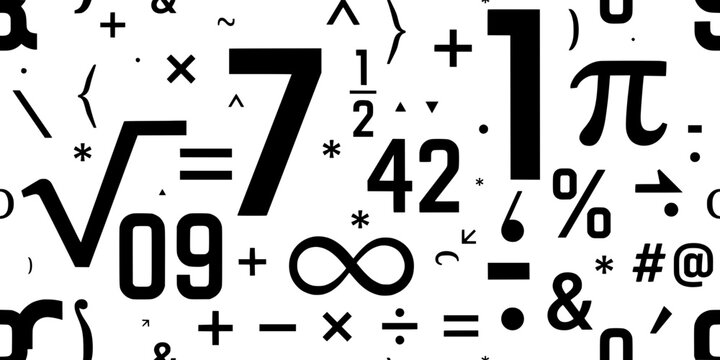 Mathematical Symbols and Numbers in a Dense Abstract Pattern Featuring Mathematics, Equations, Design with Vector