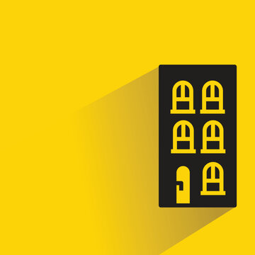 house icon with shadow on yellow background