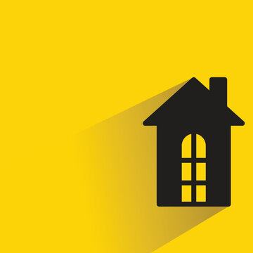 house icon with shadow on yellow background