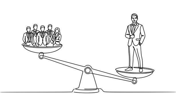 Single Business Leader Heavier Than Executive Team Continuous Line Art Vector