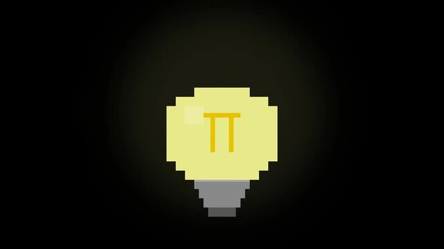 Pixel Art Glowing Lightbulb Pi Symbol Loop STEM Concept Background