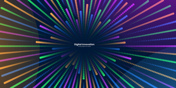 Digital technology background with colorful lines and dots representing innovation and progress in modern tech