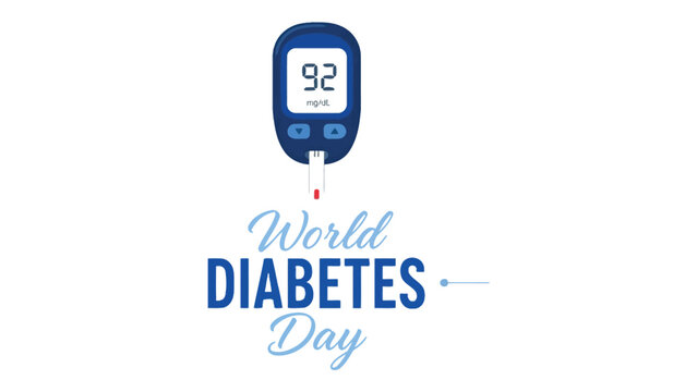 Glucometer displays a blood glucose reading to indicate monitoring for World Diabetes Day.