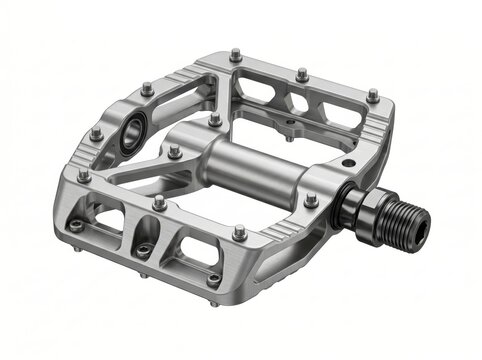 Silver Aluminum Flat Bicycle Pedal Isolated on White Background