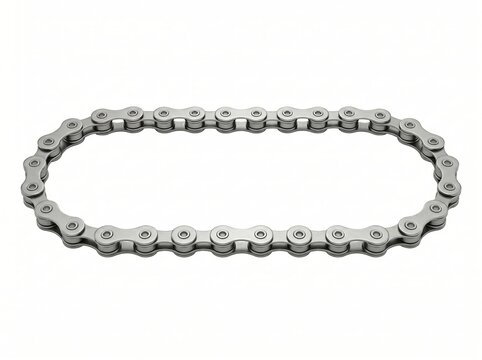 Silver Bicycle Chain Formed in Oval Shape Isolated on White Background