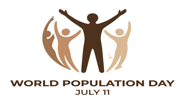 People stand together with raised arms to observe World Population Day in July.