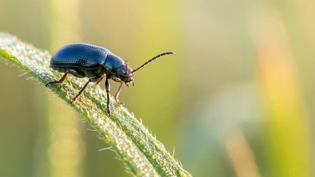 flea beetle close up in italian farmland morning light video
