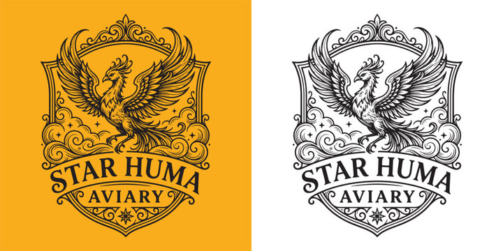 Celestial Star Huma Aviary Phoenix Badge Graphic Design