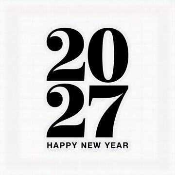 Happy New Year graphic design featuring year two thousand twenty seven