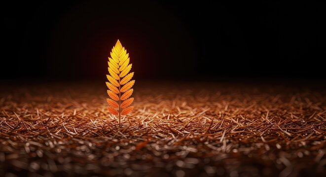 A close-up view capturing a single, vibrant plant structure standing distinctly apart from a homogeneous background of similar forms ,focus ,distinct ,growth