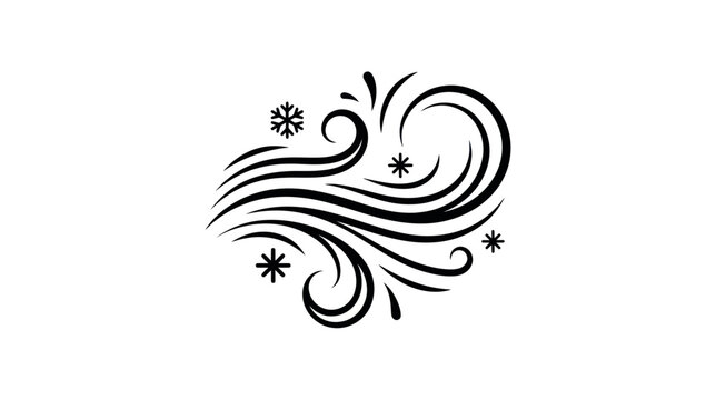 Cold winter breeze with swirling wind gusts and snowflakes