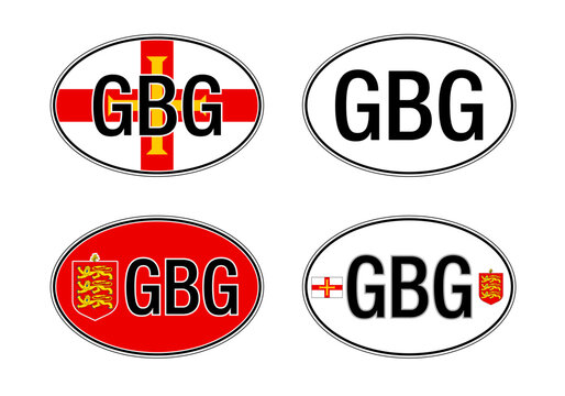 Bailiwick of Guernsey, oval international vehicle registration code license plate car sticker, vector illustration