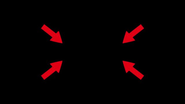 arrow pointing center with alpha channel. Animation of the pointer in the video. Motion graphics of concept. animation