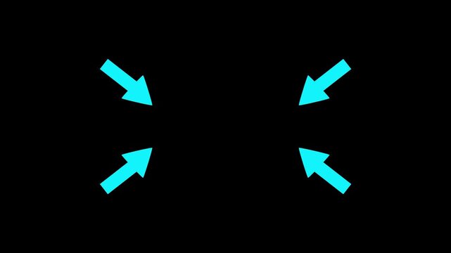 arrow pointing center with alpha channel. Animation of the pointer in the video. Motion graphics of concept. animation
