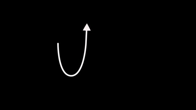 Animated symbol of arrow with loop. Hand drawn white arrow. Motion graphics of concept. animation