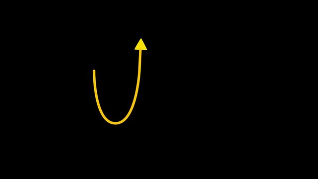 Animated symbol of arrow with loop. Hand drawn yellow arrow. Motion graphics of concept. animation