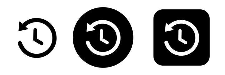 History button icon set with recent activity and clock symbols. Navigation icons for browsing history, logs and UI dashboard