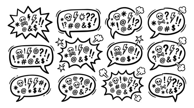 Comic Book Swearing Speech Bubbles Vector Illustration Set