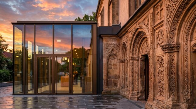 Modern Architecture Merging with Ancient Church