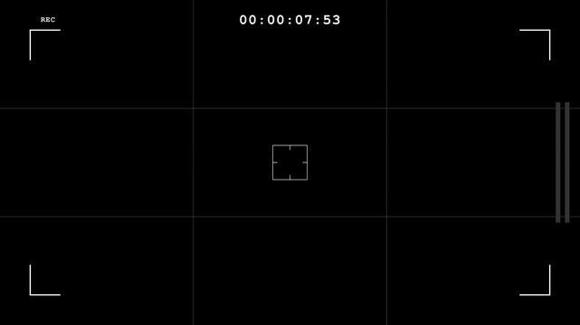 Digital recording interface screen with timestamp and REC indicator  simulating camera viewfinder overlay for broadcast or video production.
