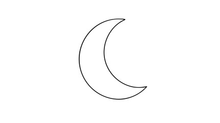 Simple crescent moon vector icon, clean hand traced outline illustration for night, sleep, astronomy, Ramadan, lunar calendar, celestial logo, app interface, stickers, posters and minimalist designs © Ehtsham
