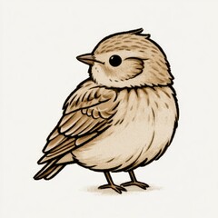 Obraz premium Cute calandra lark doodle illustration for children