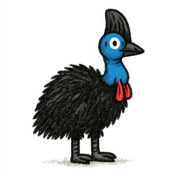 Cute cassowary doodle illustration for children