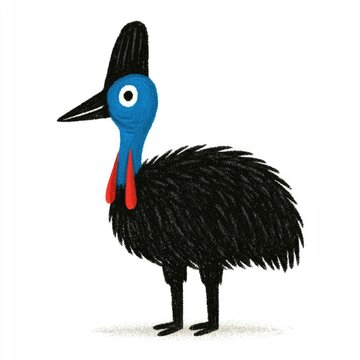 Cute cassowary doodle illustration for children