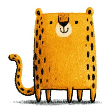 Cute spotted cheetah doodle illustration for children