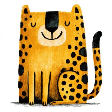 Cute spotted cheetah doodle illustration for children