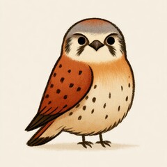 Obraz premium Cute common kestrel doodle illustration for children