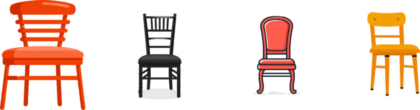 A minimalist red chair with a classic design, featuring clear outlines and solid colors against a white background, exudes elegance and simplicity in its UI/UX style