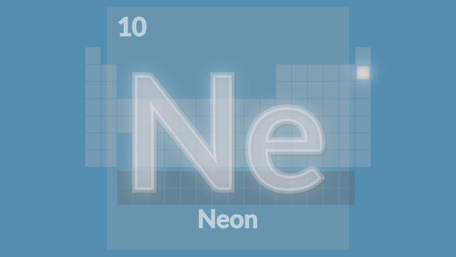 Illustrazione grafica di Tabella periodica degli elementi con evidenza dell'elemento chimico Neon
