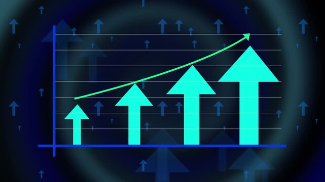 Chart growth animation draws climbing corporate capital blocks over structural dark grids. Commercial asset optimization portals implement a chart growth animation dashboard view.