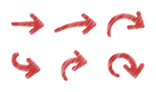 vector set of arrows sign (sketch shading lines - artwork 2)