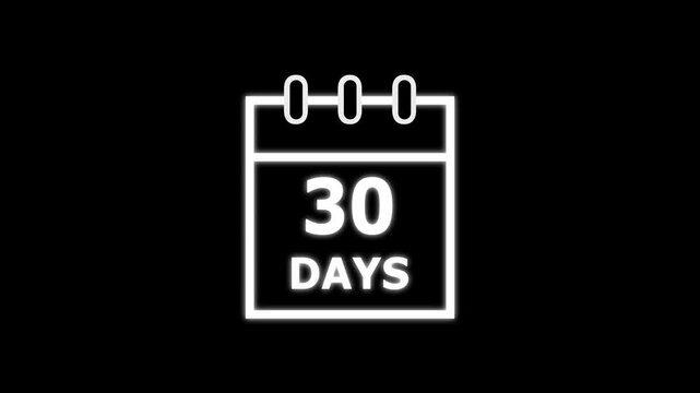 30 days animated icon. on a black background. and creating a stunning video 4K.