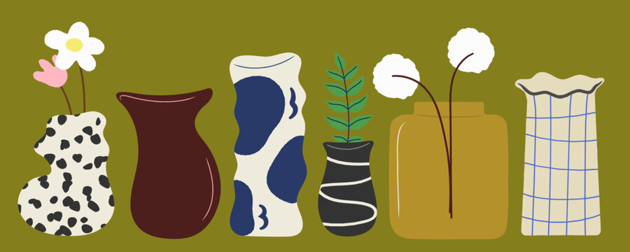 Vase collection vector illustration set