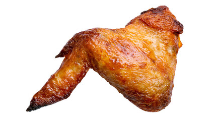 Golden brown roasted chicken wing crispy skin, isolated on transparent background © Lukas