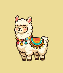 Fototapeta premium Cute Llama Alpaca Cartoon SVG Clipart