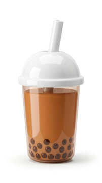 Reflective surface render of a popular iced beverage in modern toy aesthetic