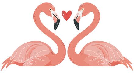 Two Flamingos Forming A Heart Shape A Colorful Vector Illustration flamingoes © Imdadul_Studio
