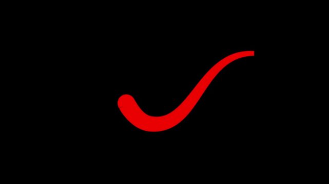 Red checkmark animation on transparent background, for ui and, success confirmation tick, approved