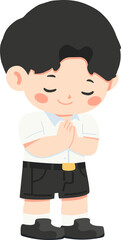 Obraz premium Boy Praying with Respectful Greeting