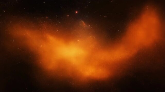 Close-up of glowing orange fire and smoke with dark background