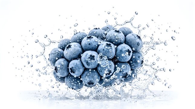 Fresh blueberries, juicy fruit splash, antioxidant rich, healthy snack
